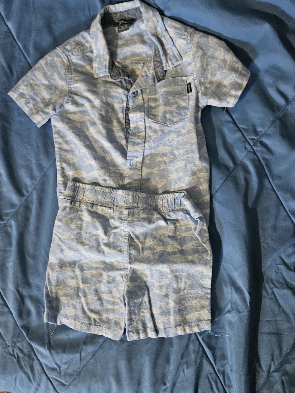 ⁸ Light Blue Shark Print Short Set